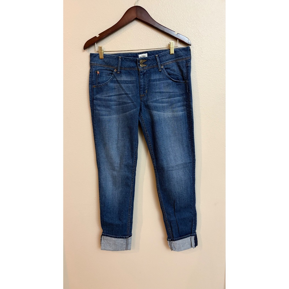 Hudson‎ Collin Flap Skinny Jeans 30 Medium Wash Denim Stretch Cuffed Mid Rise